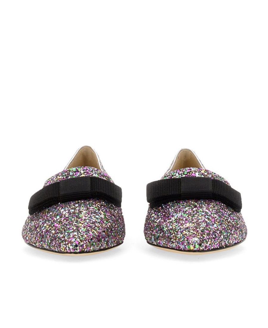 Jimmy Choo Gala Glitter Ballerina Shoes In Gray