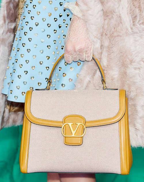 Valentino Large Canvas 9 To 5 Top-handle Bag In Nude