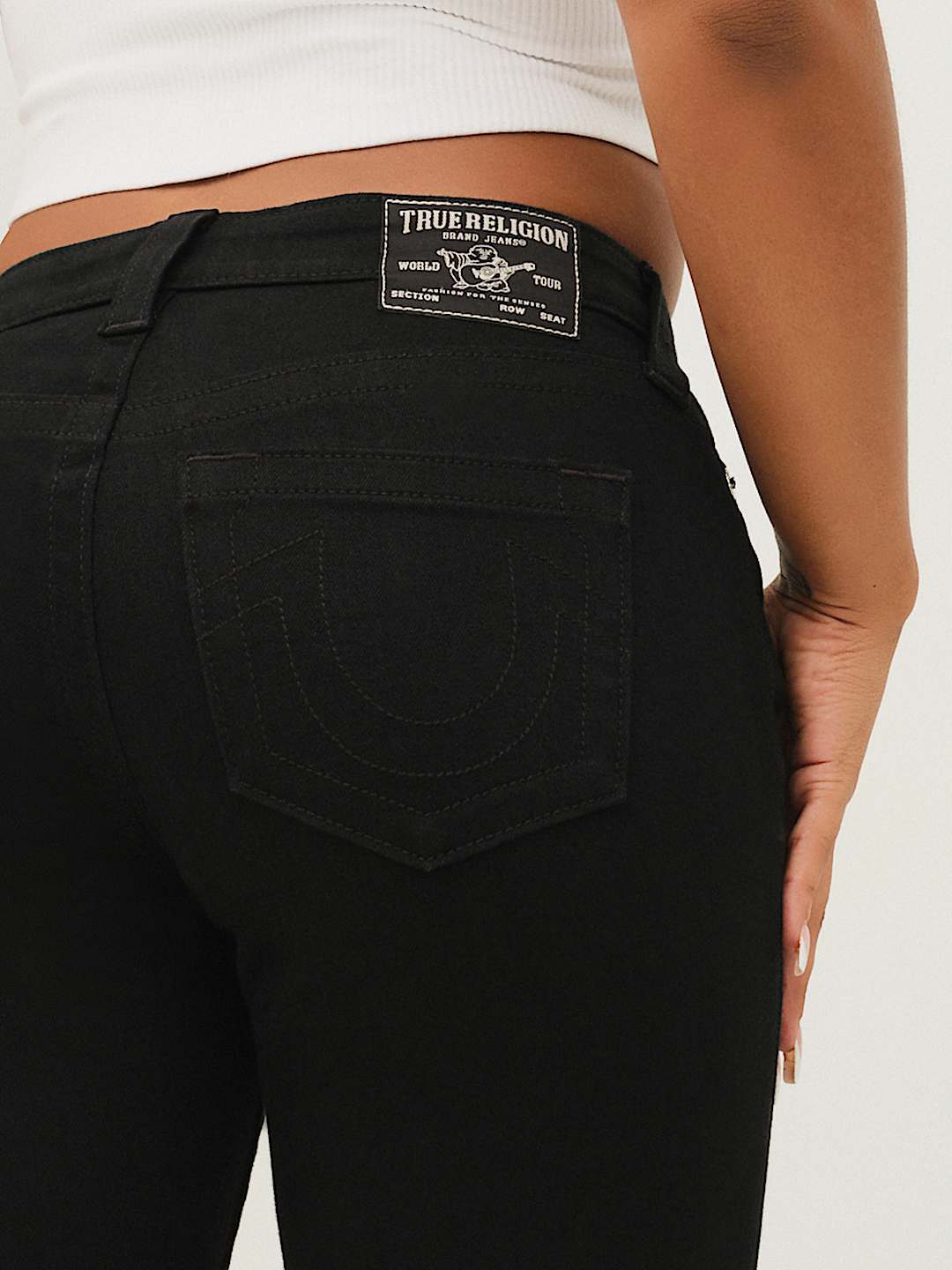 True Religion Becca Womens Mid-rise Raw Hem Bootcut Jeans In Black