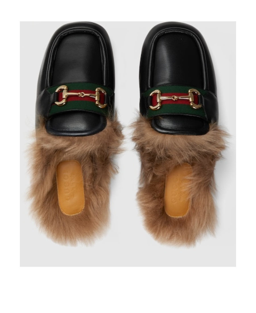 Gucci Horsebit-detail Leather Slippers In Black