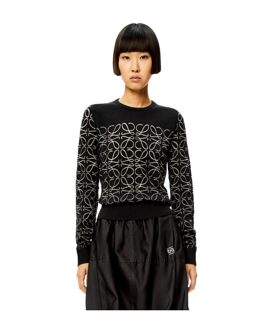 Loewe Round-neck Long-sleeved Sweater In Black