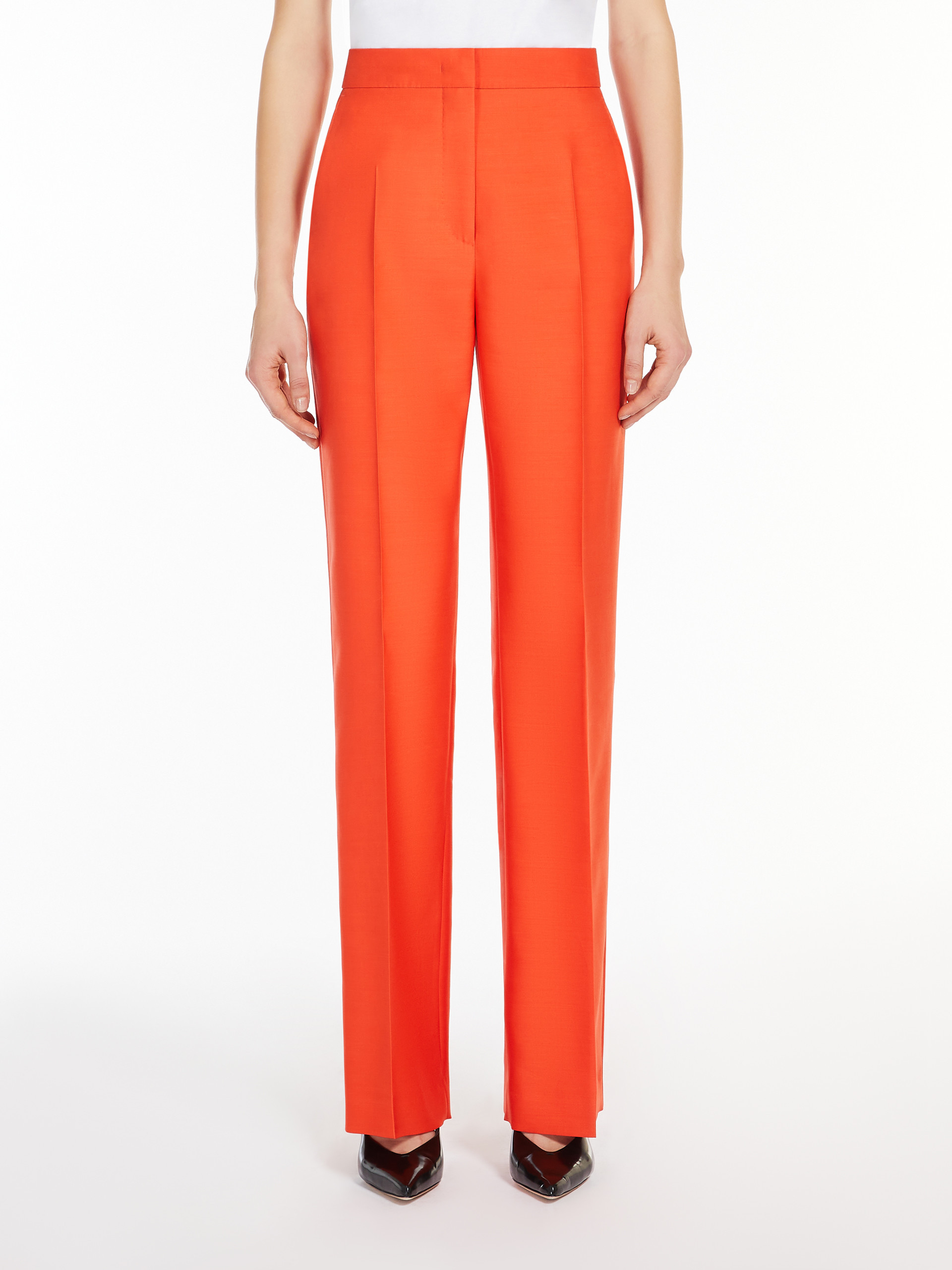 Max Mara Wool Horn Casual Trousers In Red