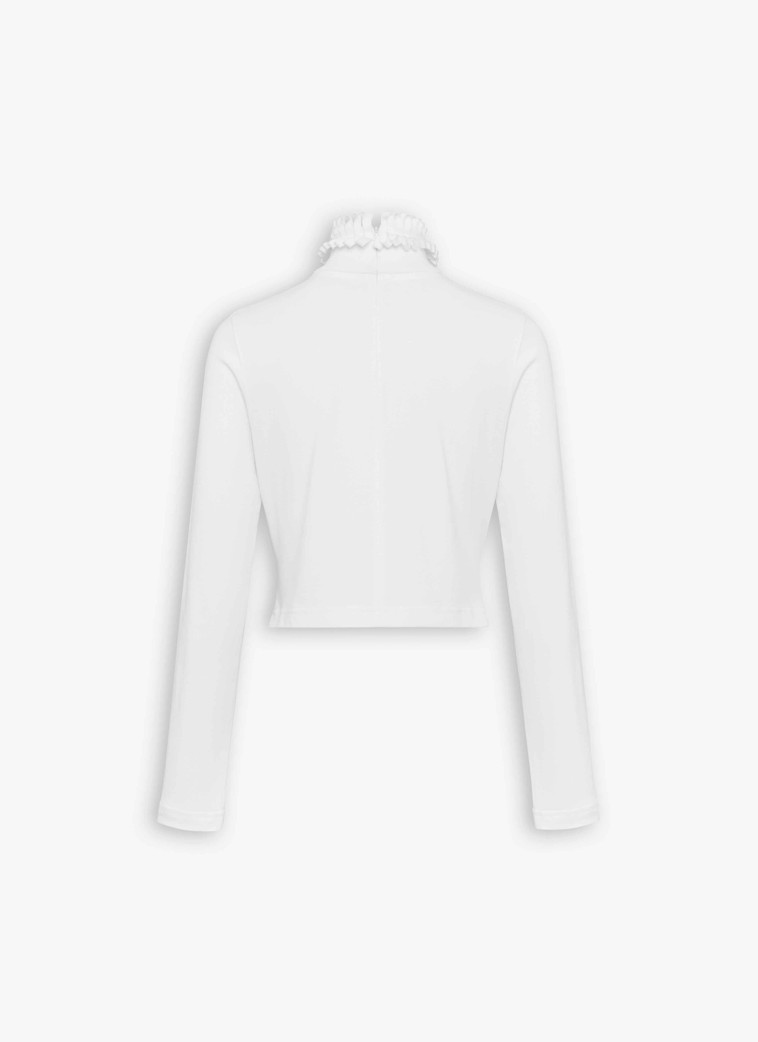 Alaïa Cropped Turtleneck Cotton Jersey Top In White