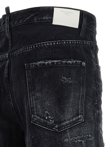 Dsquared2 Roadie Distressed-finish Jeans In Black