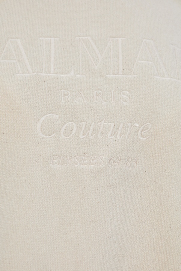 Balmain Hooded Logo Poncho In White