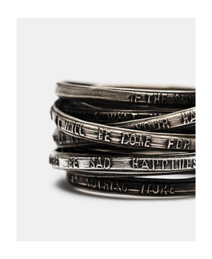 Werkstatt:münchen Craved Text Detail Ring In Black