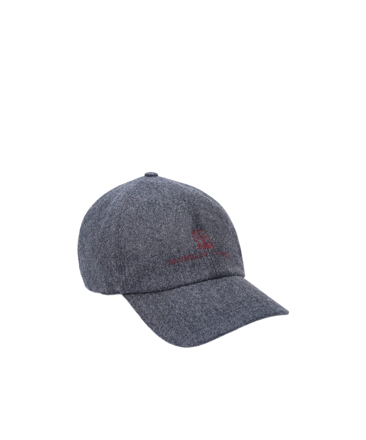 Brunello Cucinelli Embroidered Wool Cap In Gray