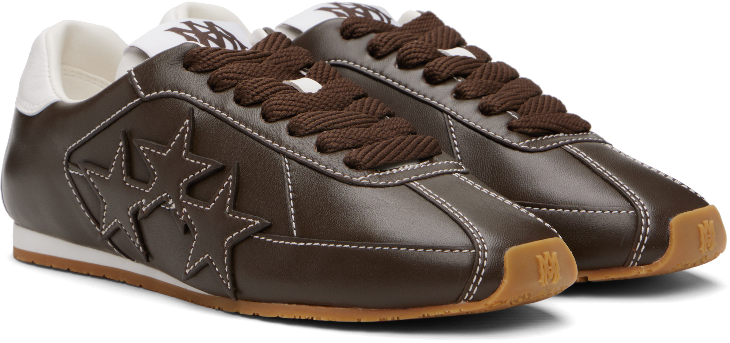 Amiri Pacific Flat Leather Sneakers In Brown