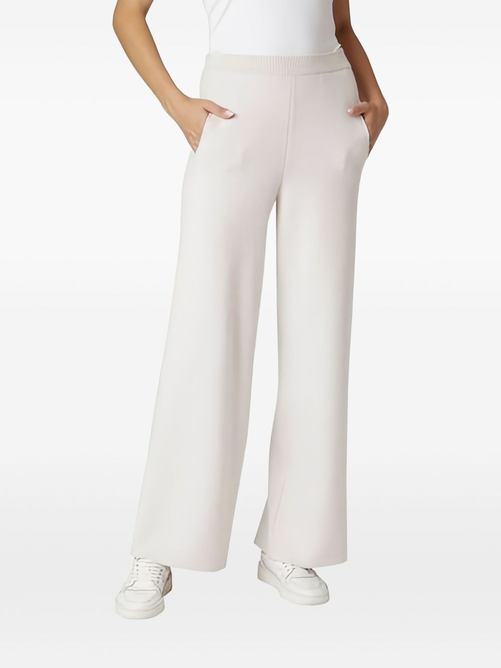 Eleventy Elastic Waist Casual Pants In White