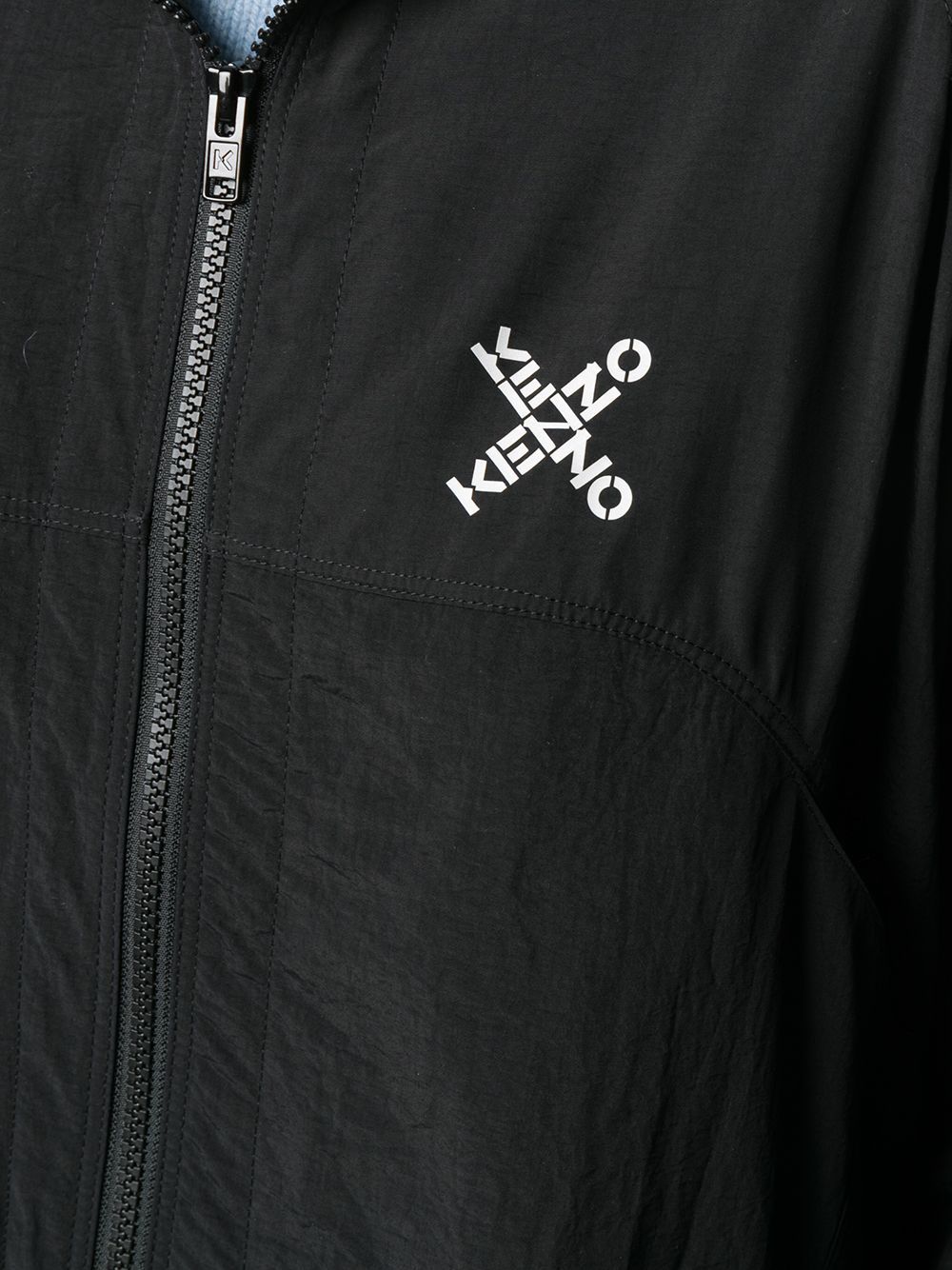 Kenzo Logo Print Zipped Jacket In Black