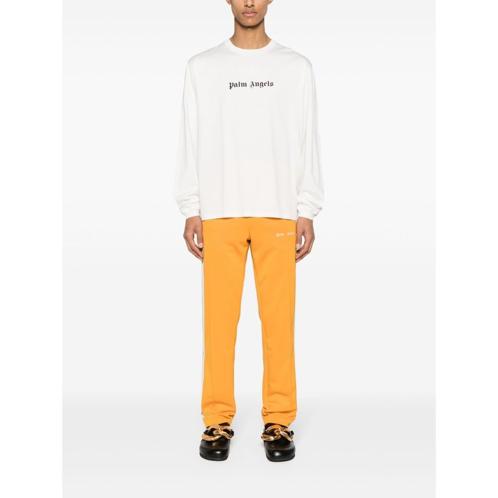 Palm Angels "classic Logo" Merino Wool And Cashmere Sweater In White