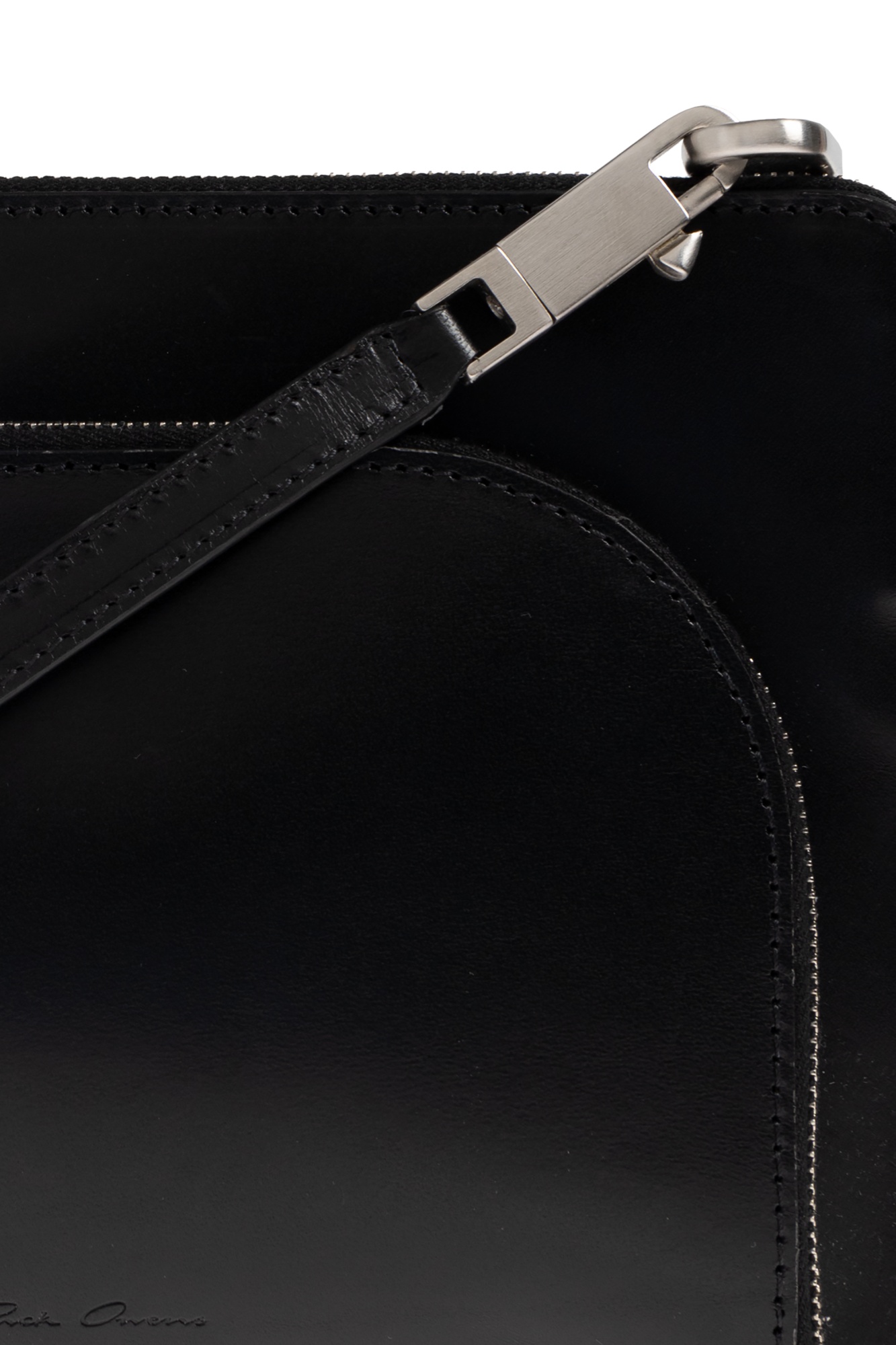 RICK OWENS RICK OWENS LOGO EMBOSSED ZIPPED SHOULDER BAG