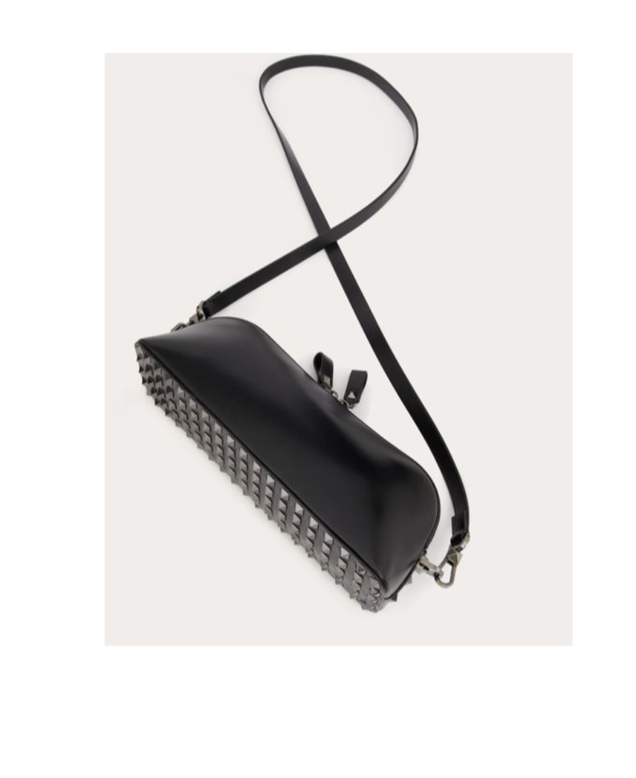 Valentino Rockstud Leather Clutch Bag In Black