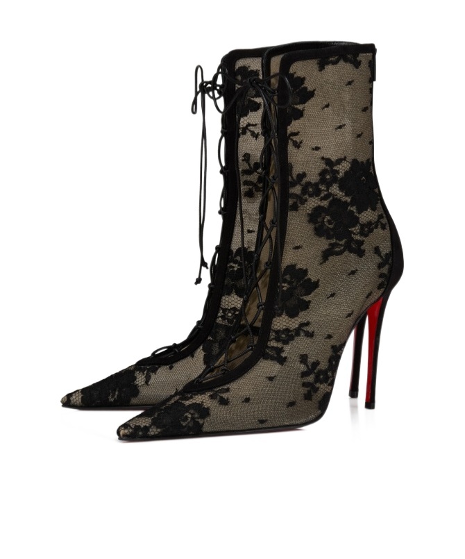 Christian Louboutin Km Lace Booty In Black