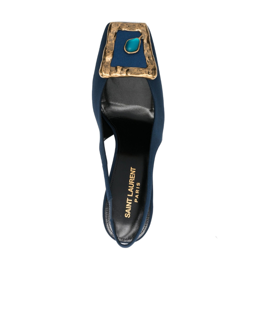 Saint Laurent Maxine 115mm Slingback Pumps In Blue