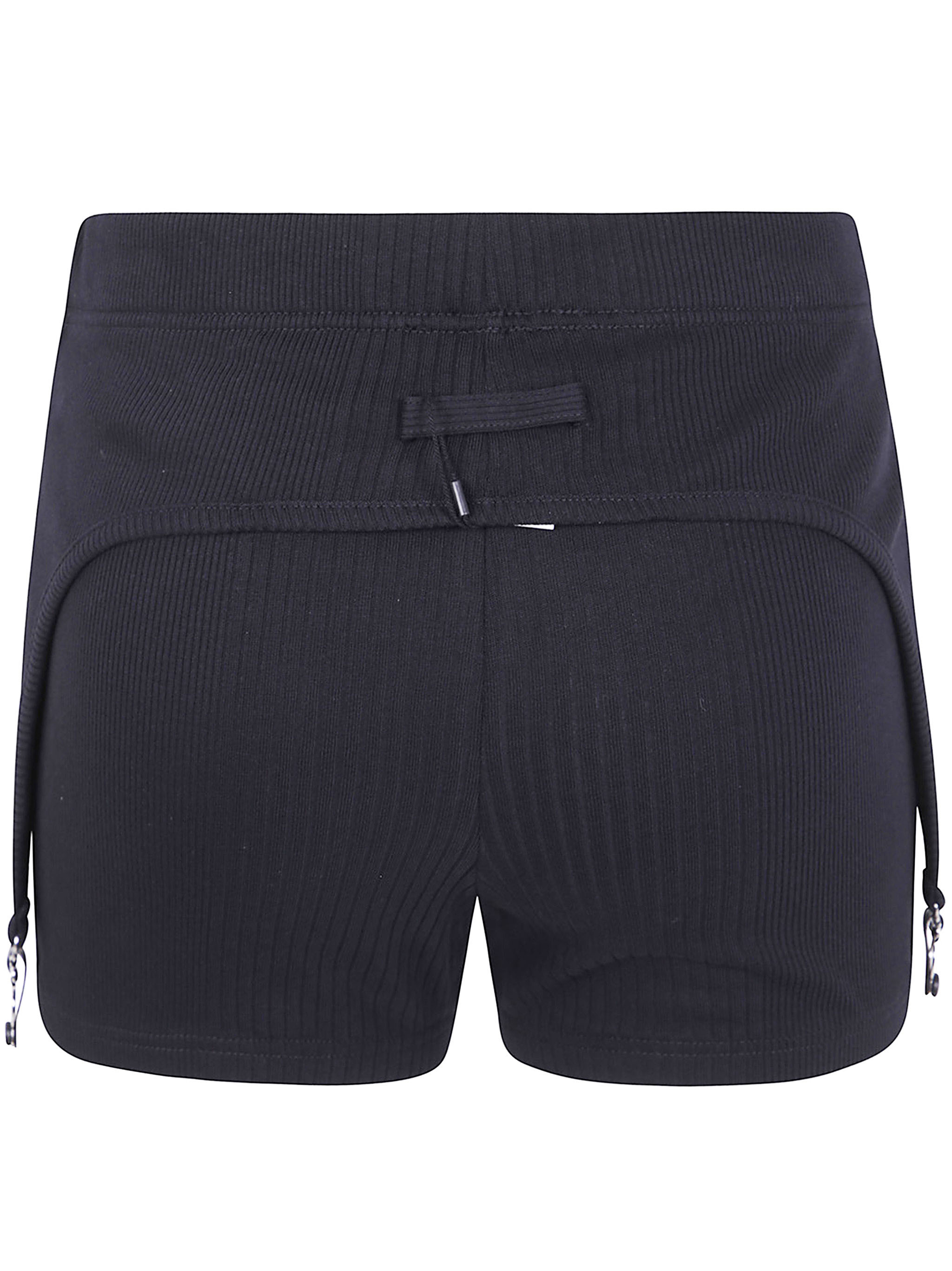 Jean Paul Gaultier Cotton Ribbed Mini Short With Lingerie Garter Clothing In Black