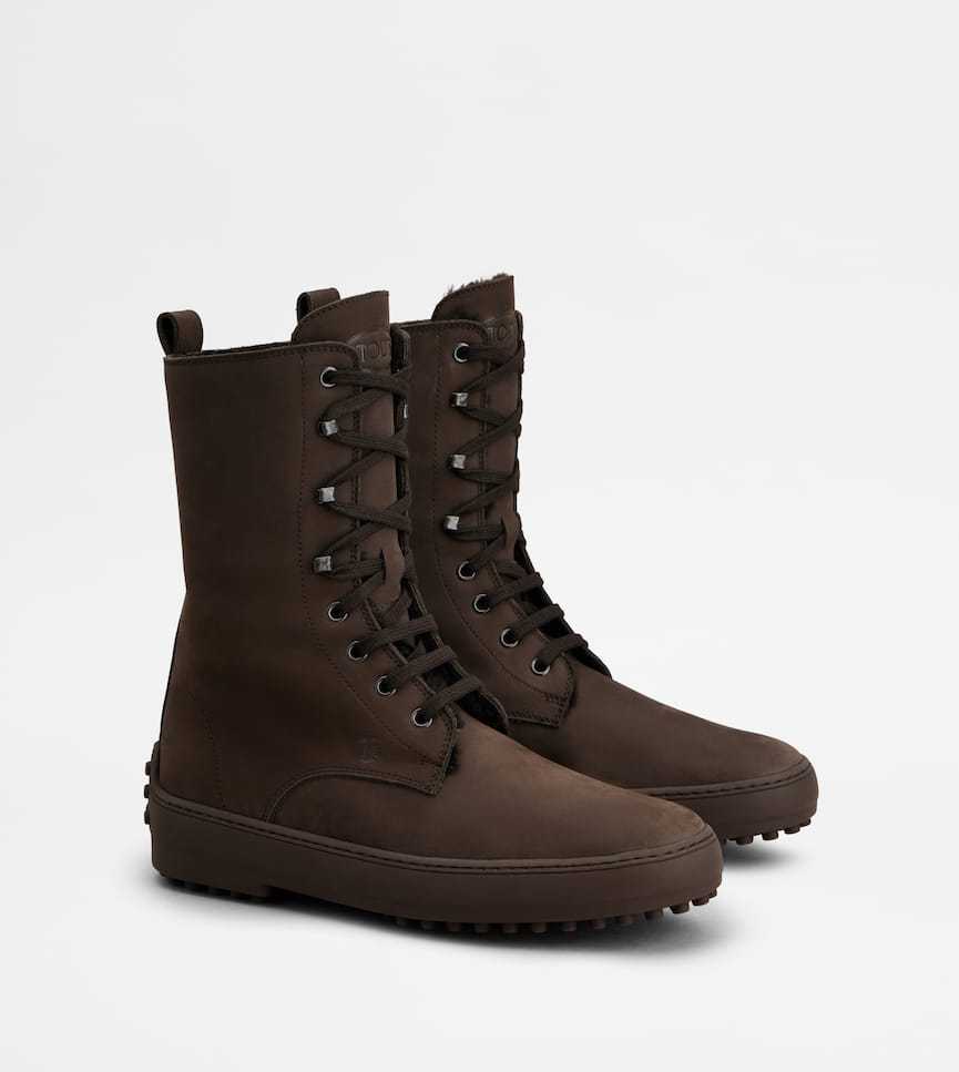 Tod's Gommino Nubuck Ankle Boots In Brown
