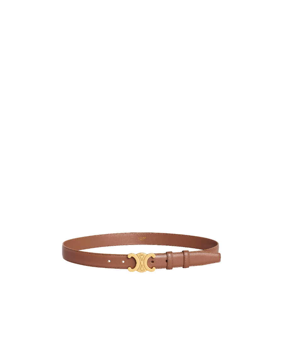 Celine Triomphe Medium Taurillon Leather Belt In Brown
