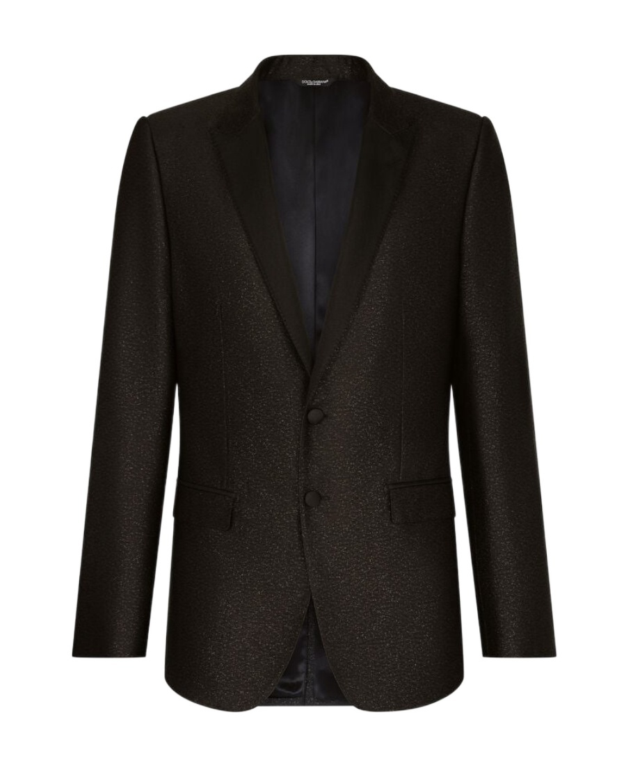 Dolce & Gabbana Glittered Single-breasted Blazer In Black