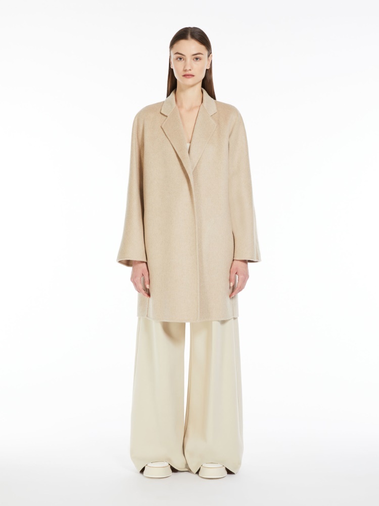 Max Mara Short Wrap Coat In Cashmere In Nude