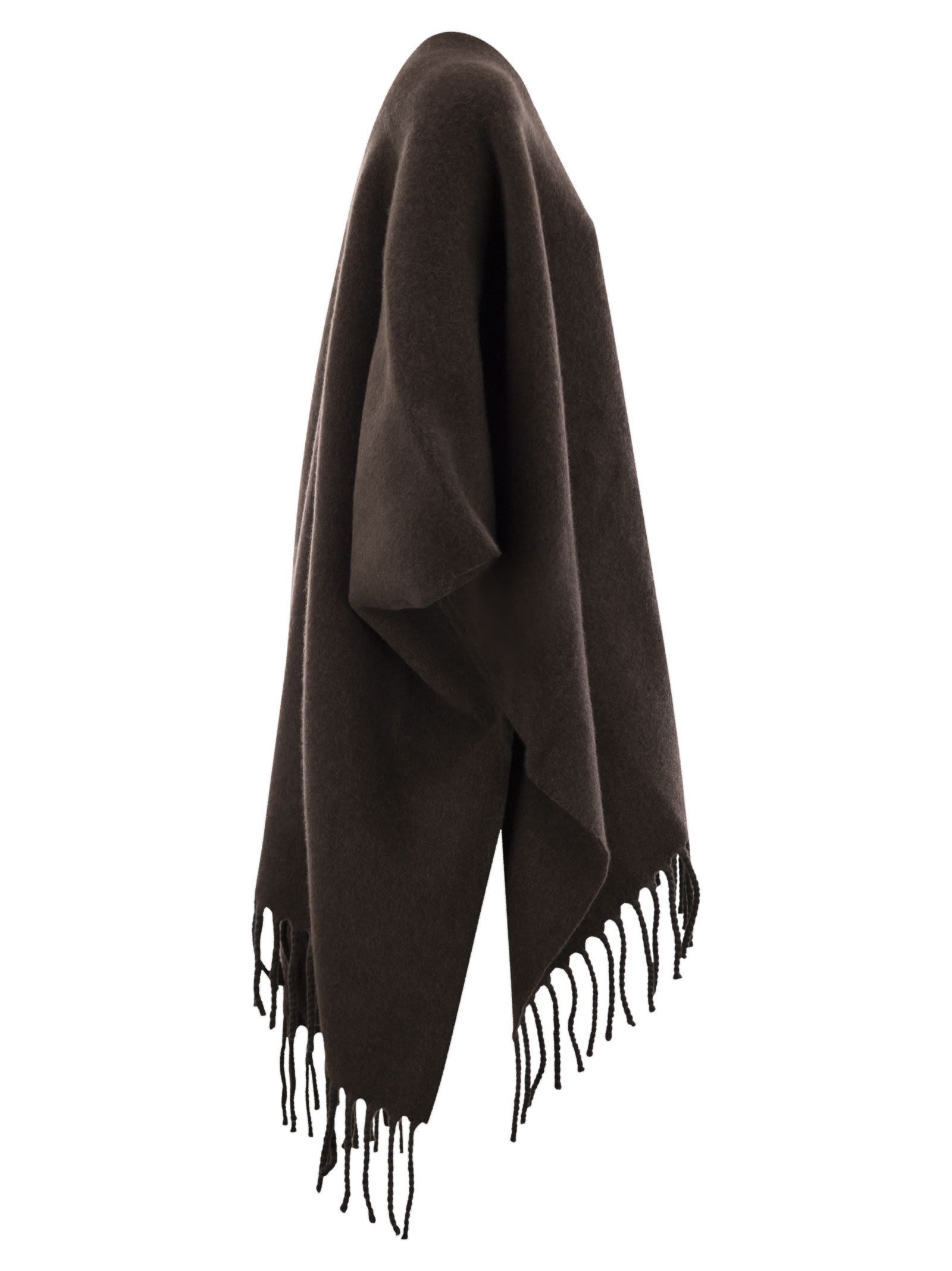 Brunello Cucinelli Double-knit Cape In Brown