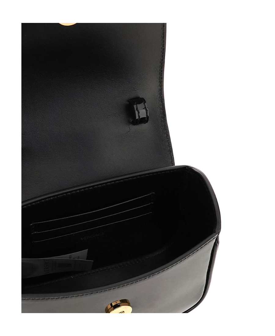 Versace La Medusa Leather Mini Bag In Black