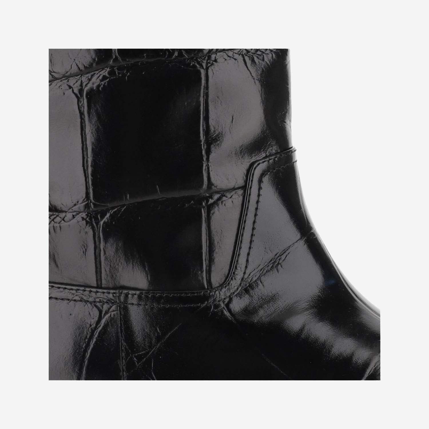Paris Texas Bettina Croc-effect Leather Boots In Black