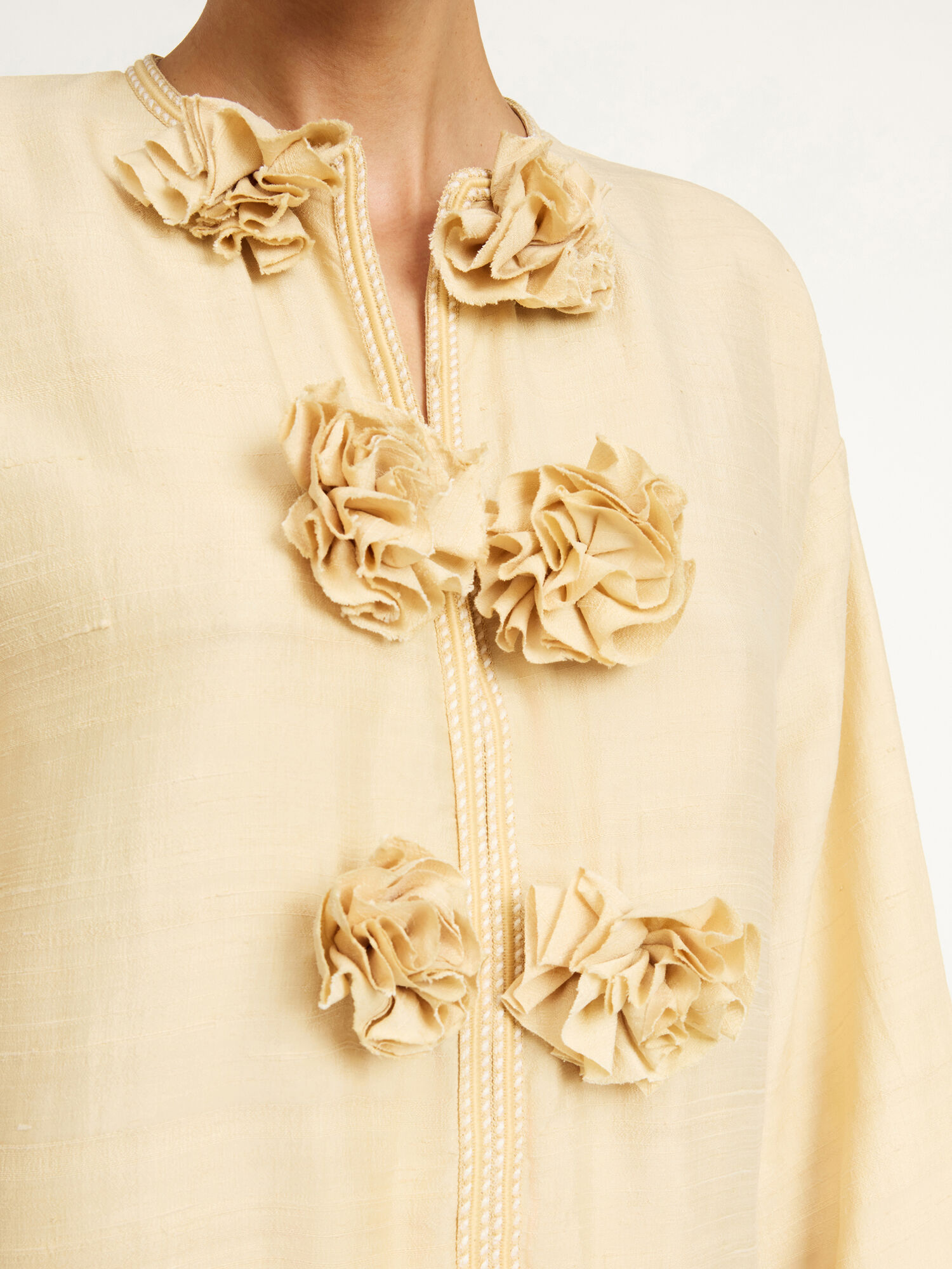 By Malene Birger Cicelia Rosette-detailed Silk Maxi Dress In Nude