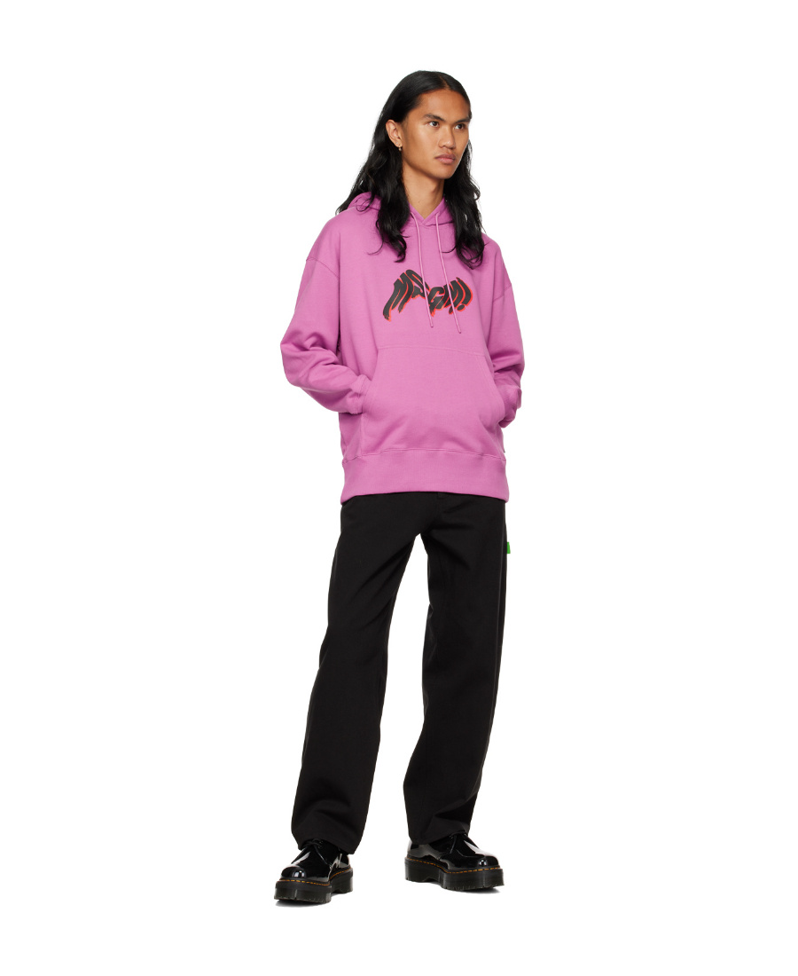 Msgm Purple Bonded Hoodie In Pink
