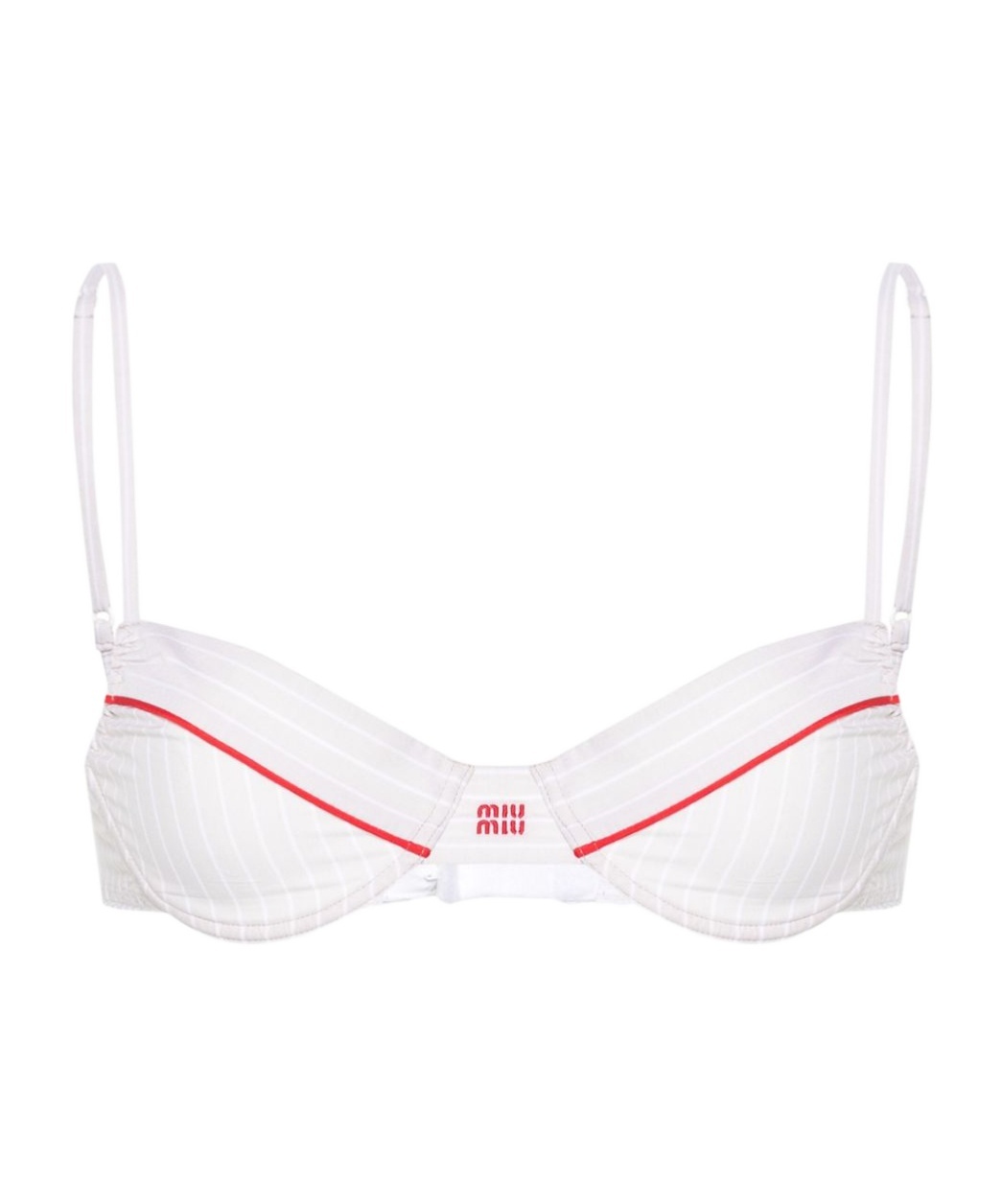 Miu Miu Contrast Striped Details Of Bra In White