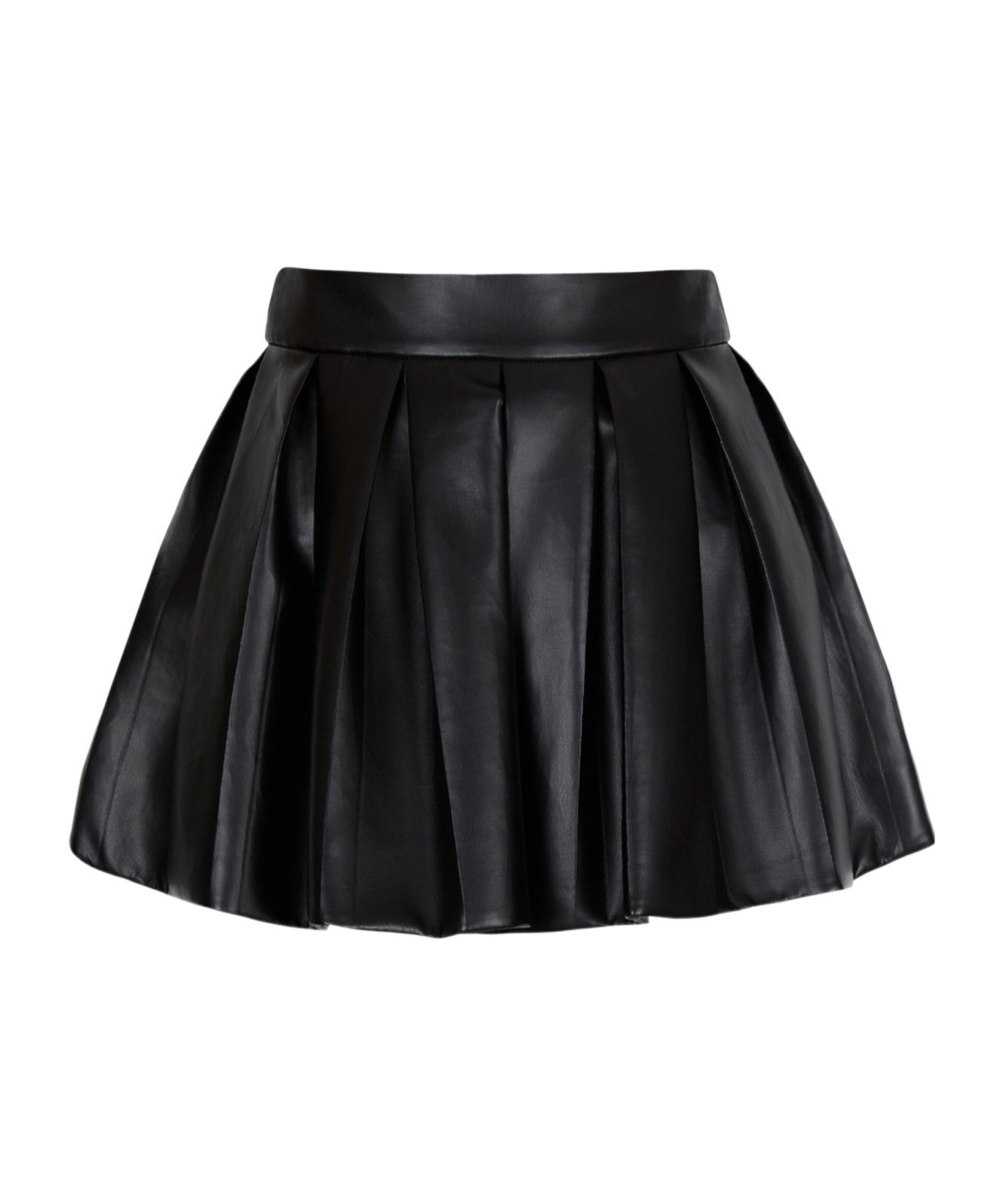 Balmain Short Pleated Faux Leather Skirt In Black