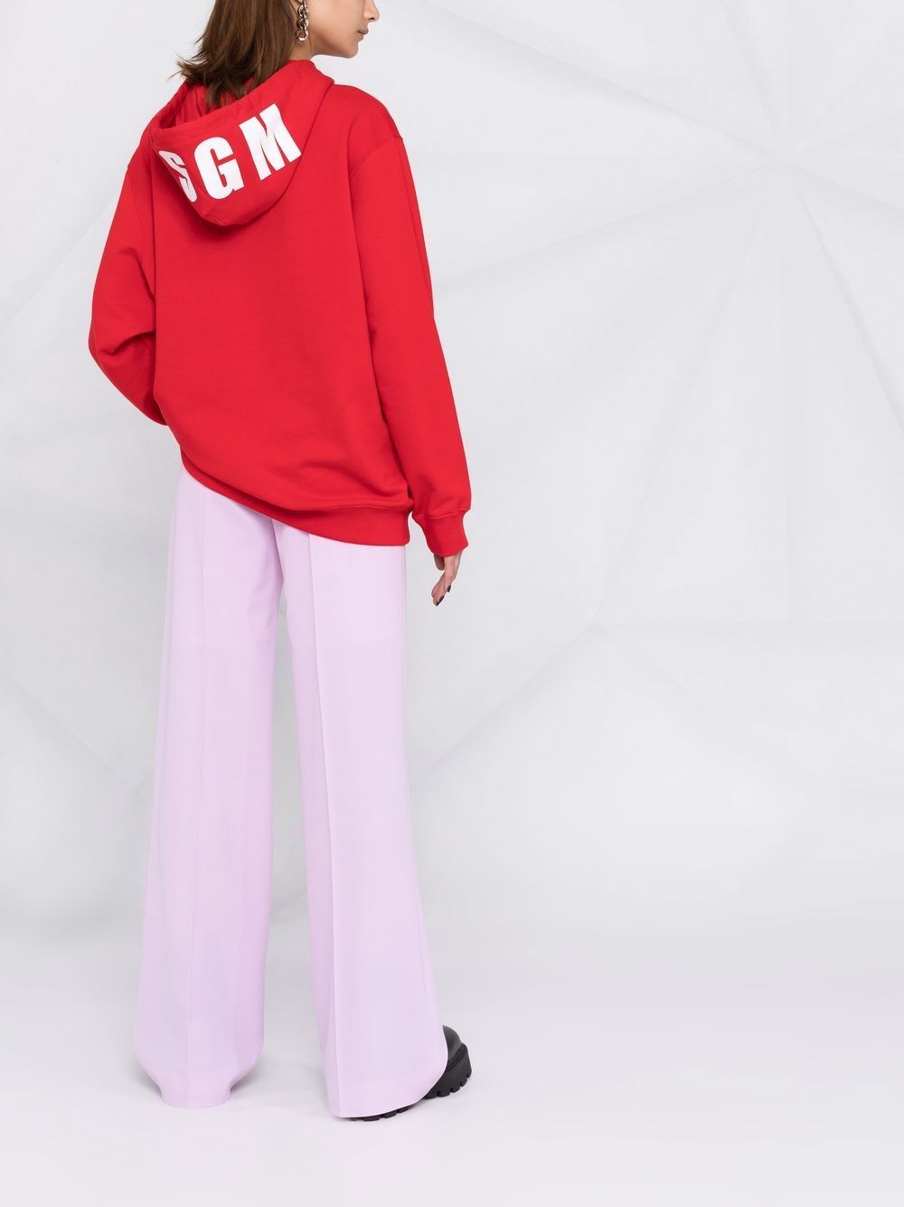 Msgm Logo-print Cotton Hoodie In Red