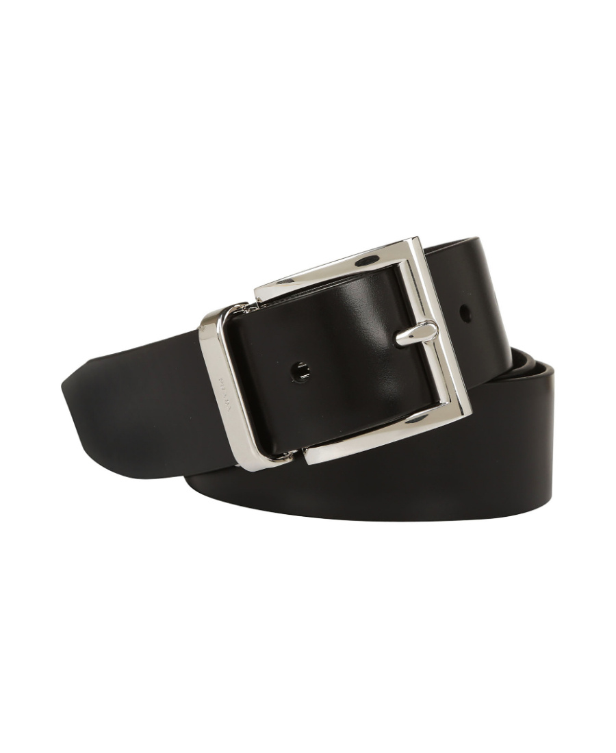 Prada Saffiano Leather Reversible Belt In Black