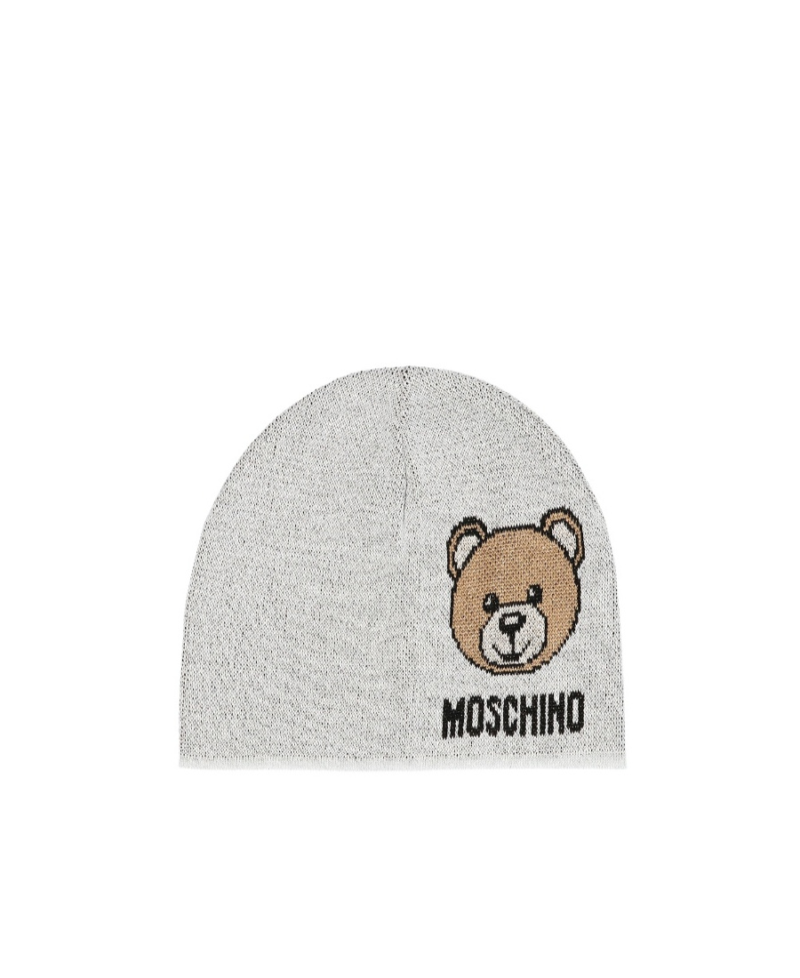 Moschino Teddy Bear Beanie In Gray