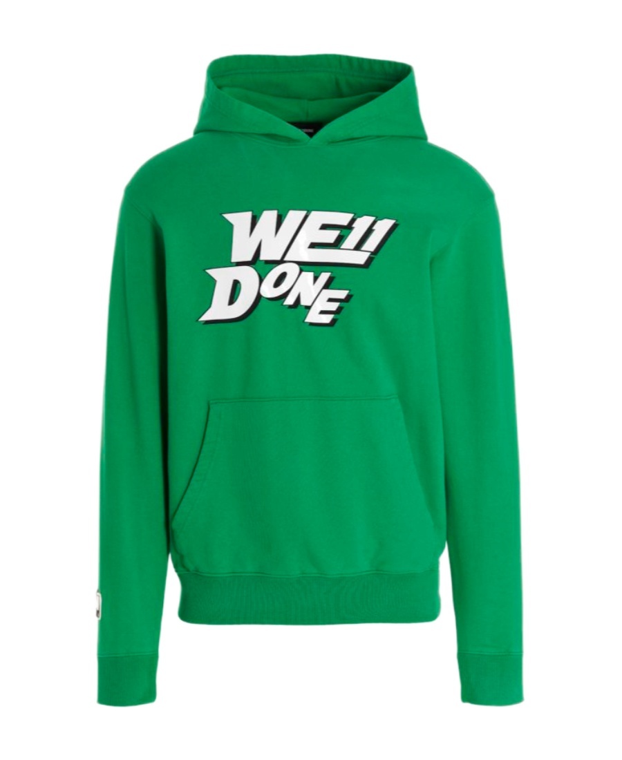 We11 Done Logo-print Oversized Hoodie In Green