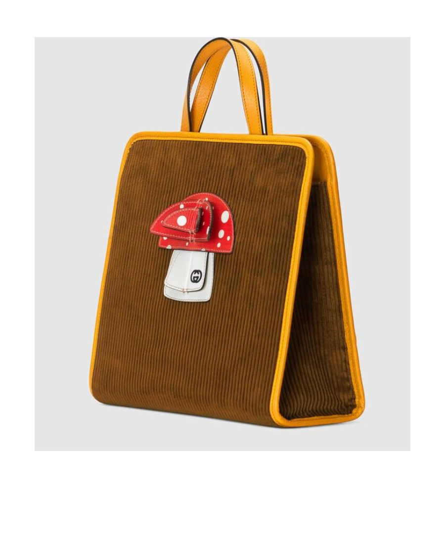 Gucci Mushroom Patch Corduroy Tote Bag In Brown