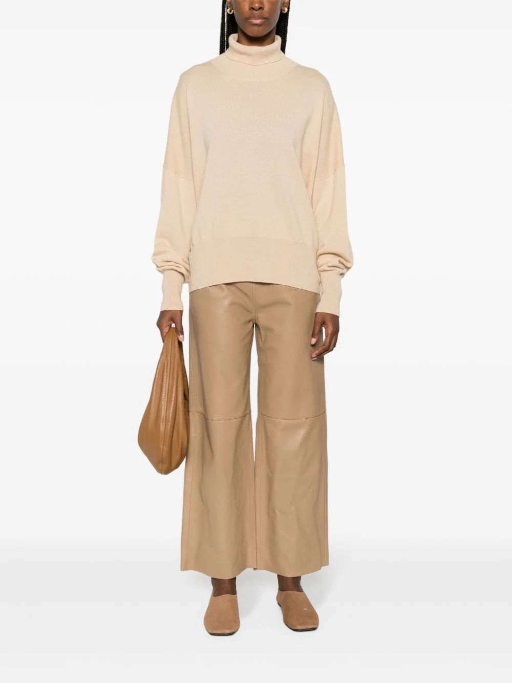 Totême Roll Neck Cashmere Jumper In Nude