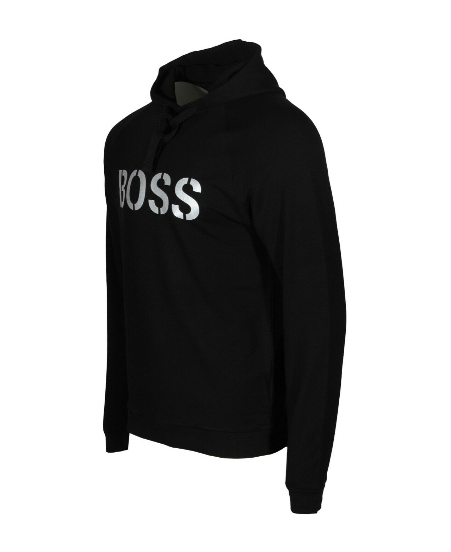 Shop Hugo Boss Logo-print Drawstring Hoodie In Black