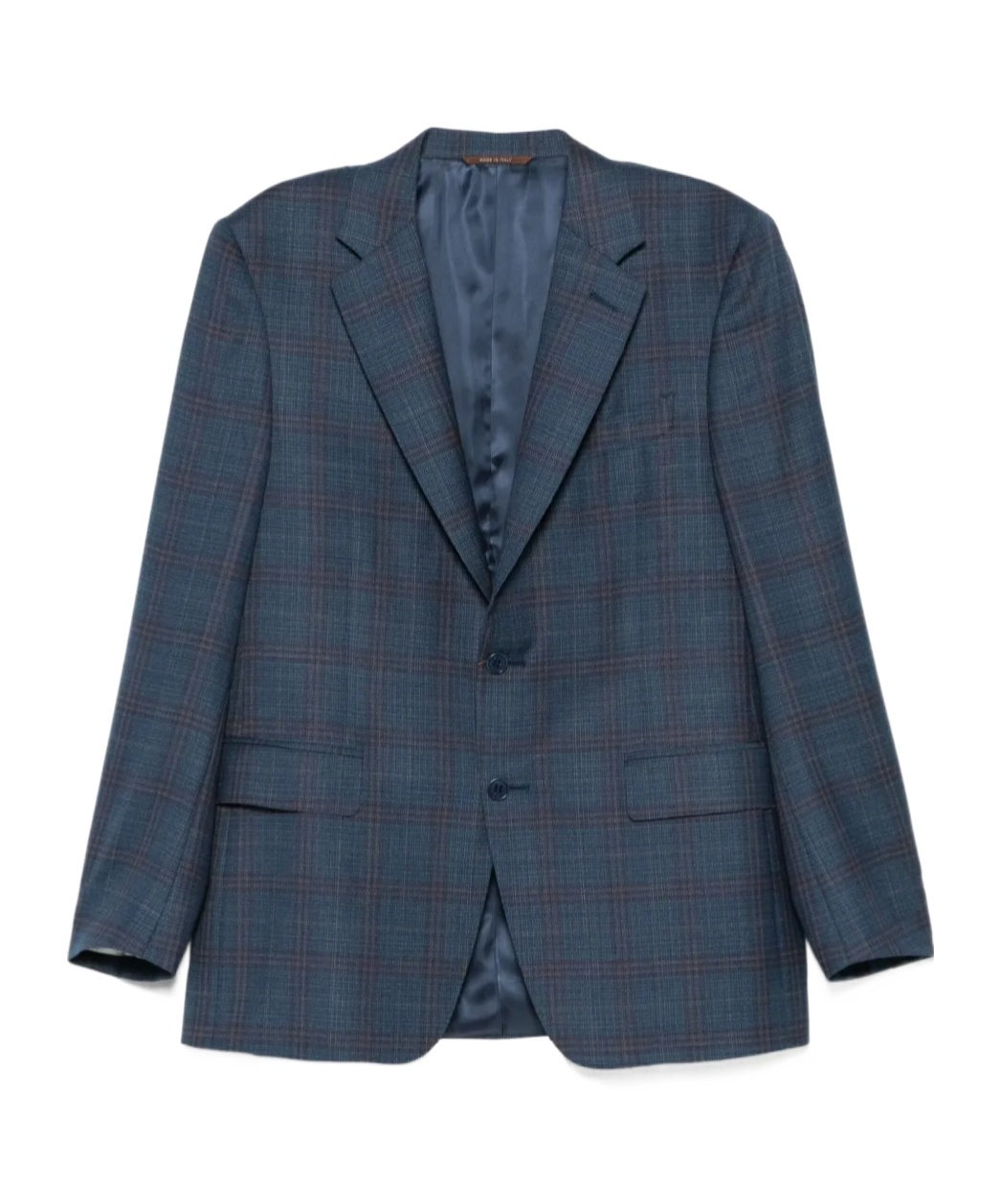 Canali Checked Blazer In Blue