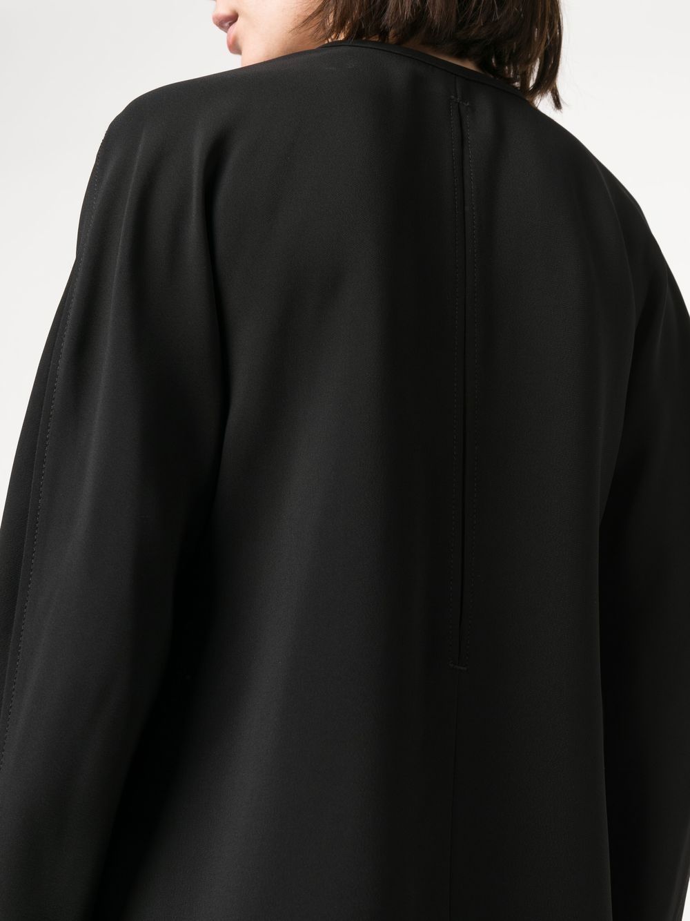 Ferragamo Gathered Tie Neck Long Sleeve Top In Black