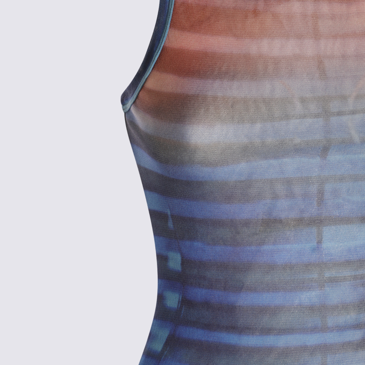 Jean Paul Gaultier Sleeveless Round Neck Striped Sheer Top In Multi