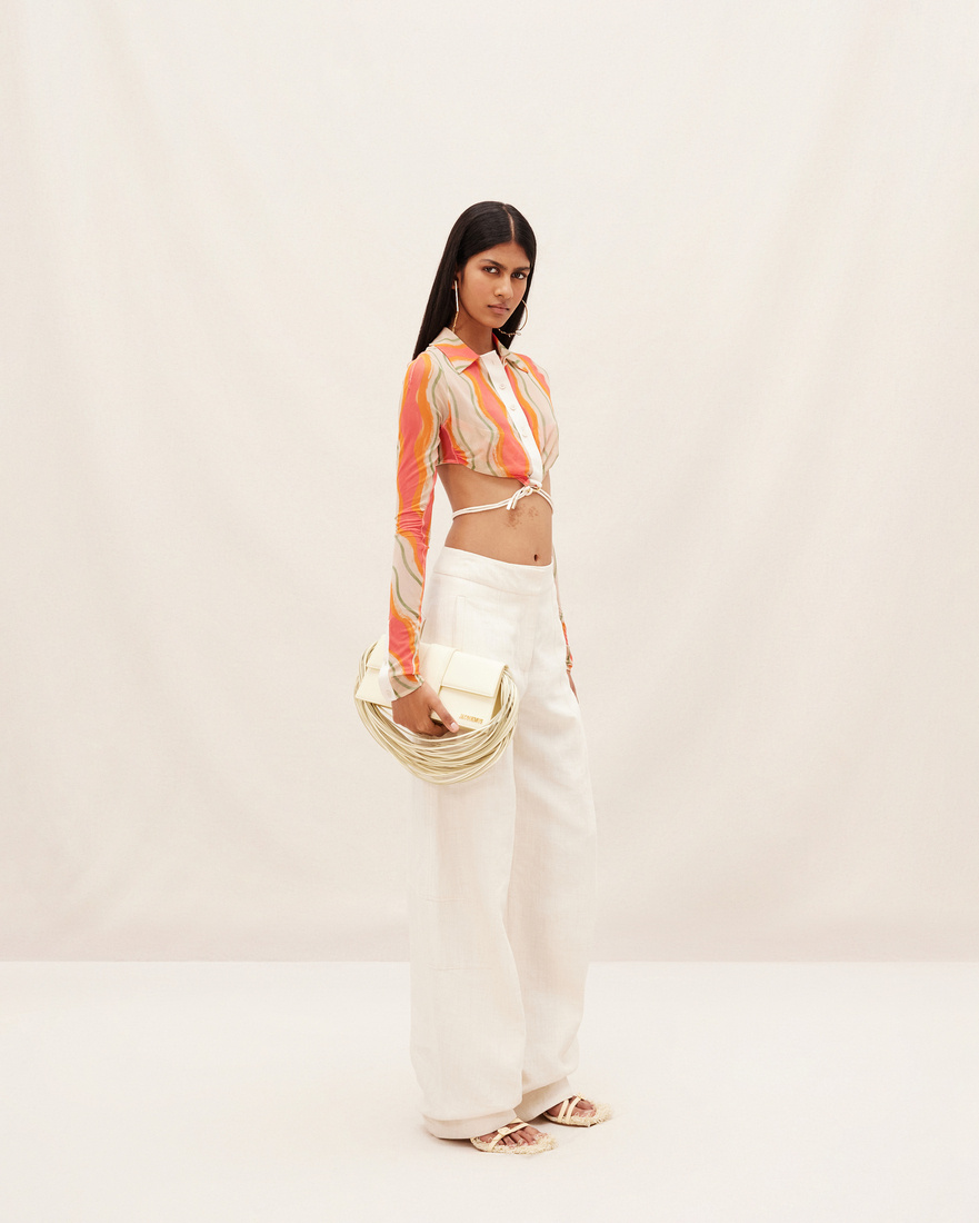 Jacquemus Mesh Long-sleeve Shirt In Nude