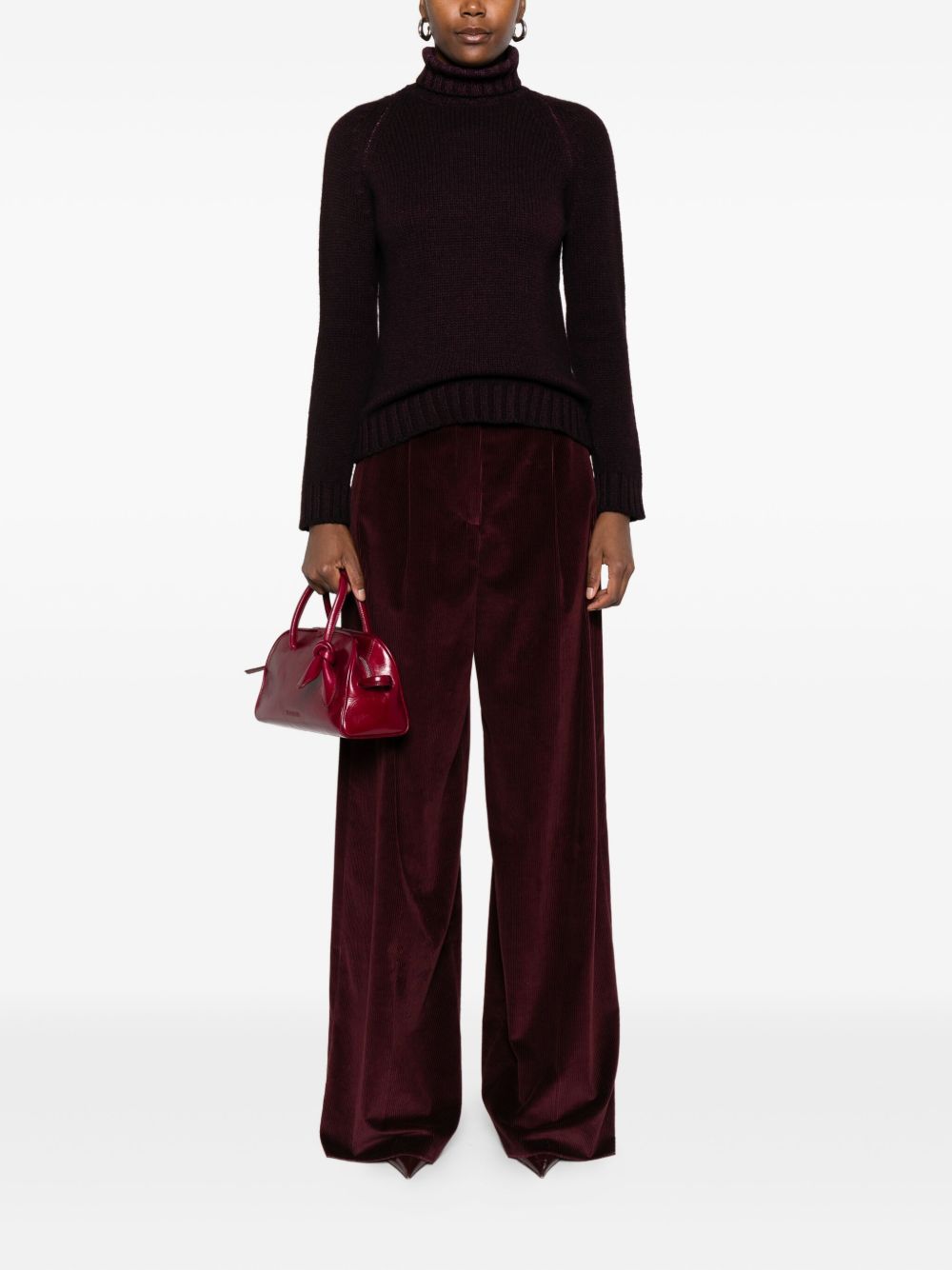Baserange Turtleneck Ribbed Sweater In Brown