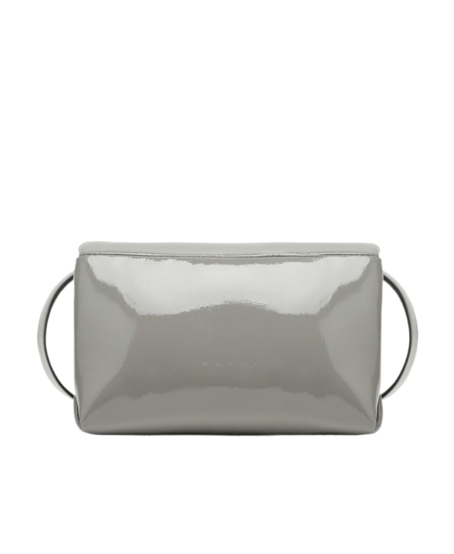 Marni Small Prisma Patent Shoulder Bag In Gray