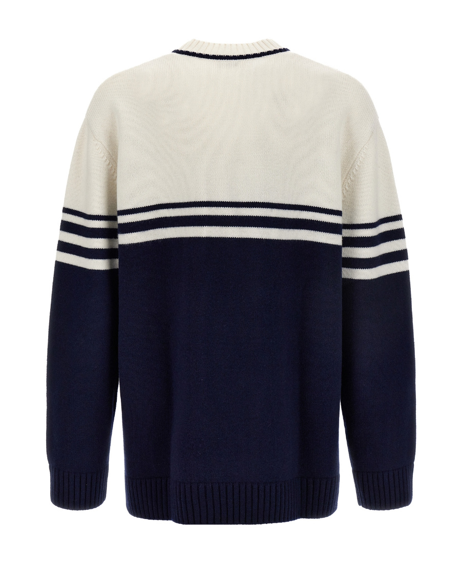 Shop Wales Bonner Two-tone Intarsia-knit Jumper In Black
