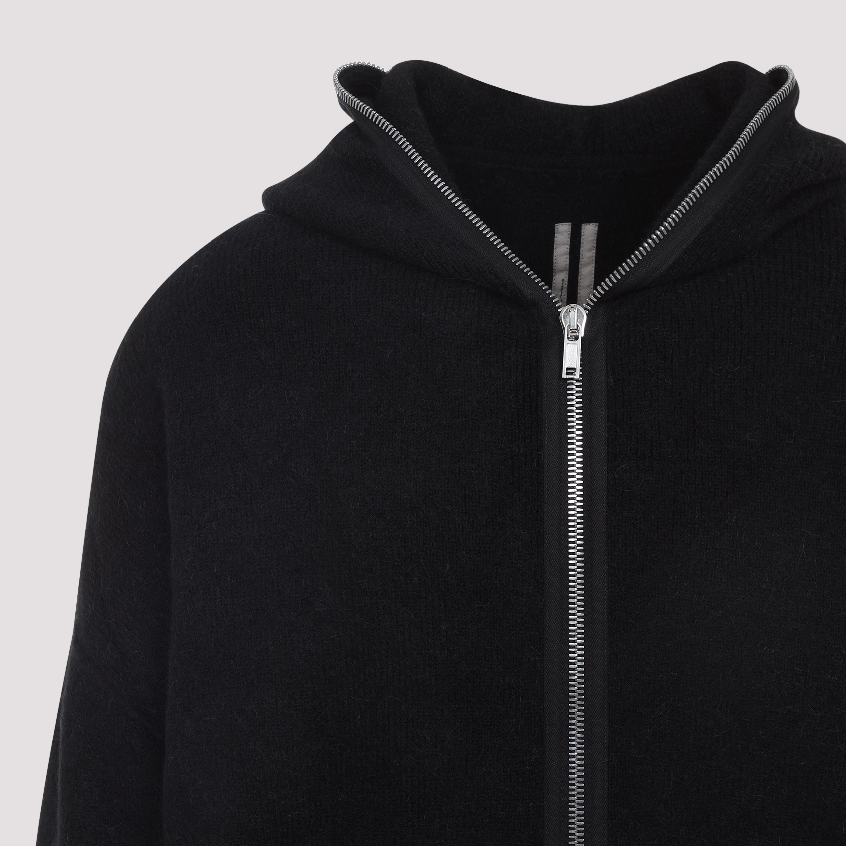 Rick Owens Oversized Black Knit Sweatshirt With Full Zip In Black