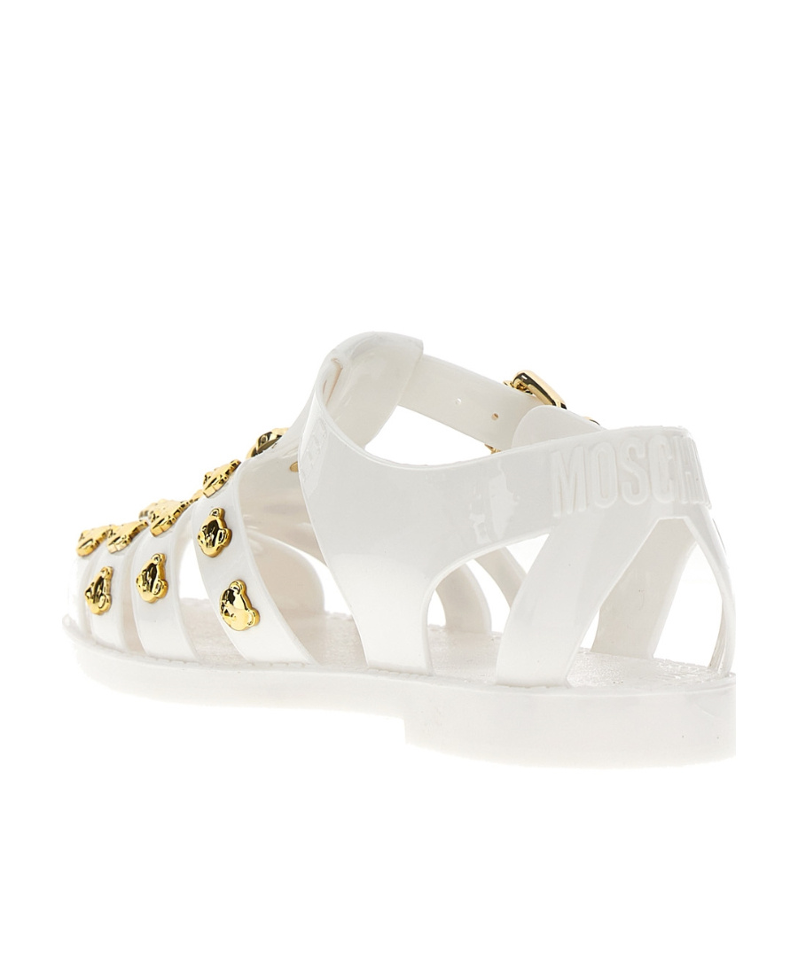 Moschino Teddy-stud Caged Sandals In White