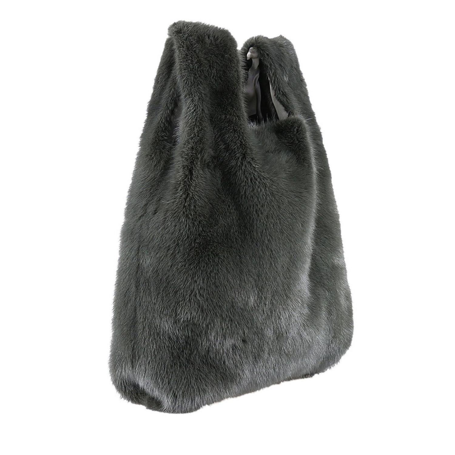 Simonetta Ravizza Mink Velvet Handbag In Black