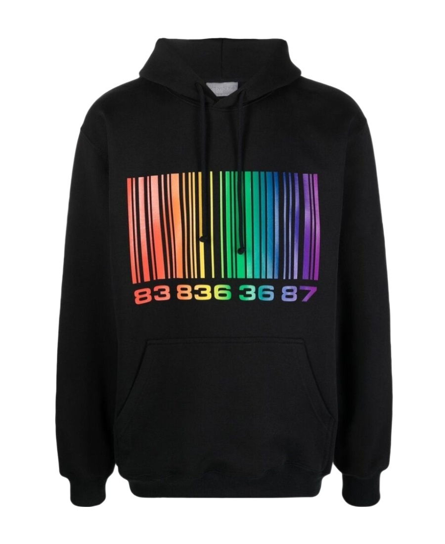 Shop Vtmnts Bar Code Printed Hoodie In Black