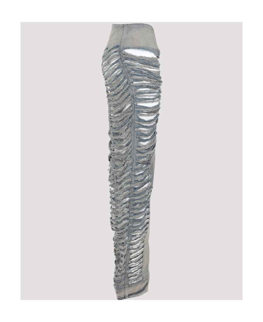 Rick Owens Edfu Skirt Distressed Cut-out High-waisted In Gray